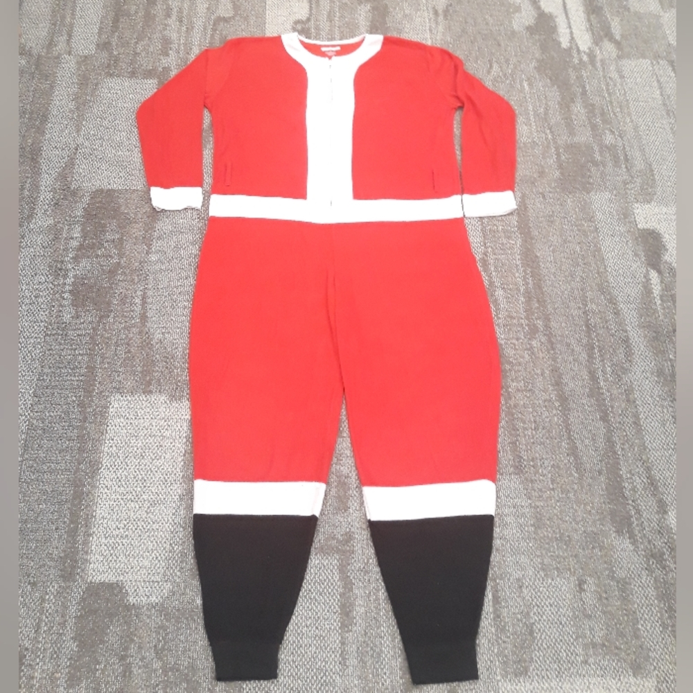 Holiday Santa Red One Piece - Size Large Cozy Fleece Pajamas